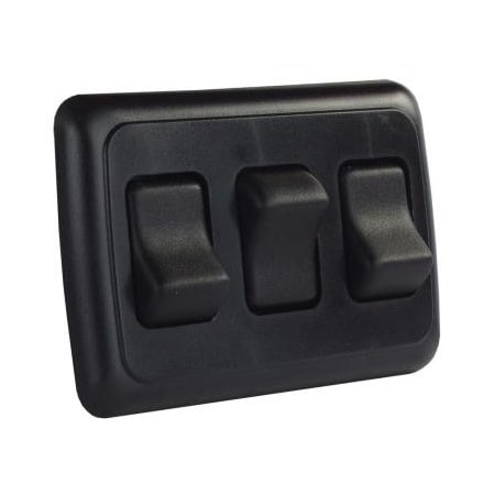 Jr Products TRIPLE ROCKER SWITCH ASSEMBLY W/BEZEL, BLACK 12245